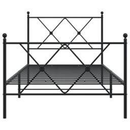 Berkfield Home Metal Bed Frame without Mattress with Footboard Black 90x200cm - Size: 90x200 cm - thumbnail 4