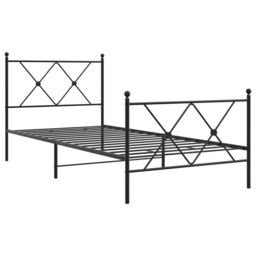 Berkfield Home Metal Bed Frame without Mattress with Footboard Black 90x200cm - Size: 90x200 cm - thumbnail 3