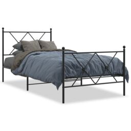 Berkfield Home Metal Bed Frame without Mattress with Footboard Black 90x200cm - Size: 90x200 cm - thumbnail 2