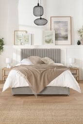Aspire Grant Divan, Linen Fabric, Strutted Headboard, 2 Drawers in Silver - Size: Double - thumbnail 1
