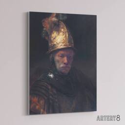 "Artery8 Rembrandt The Man With Golden Helmet Canvas Wall Art Print in Dark Grey - Size: W18"" x H24""" - thumbnail 2