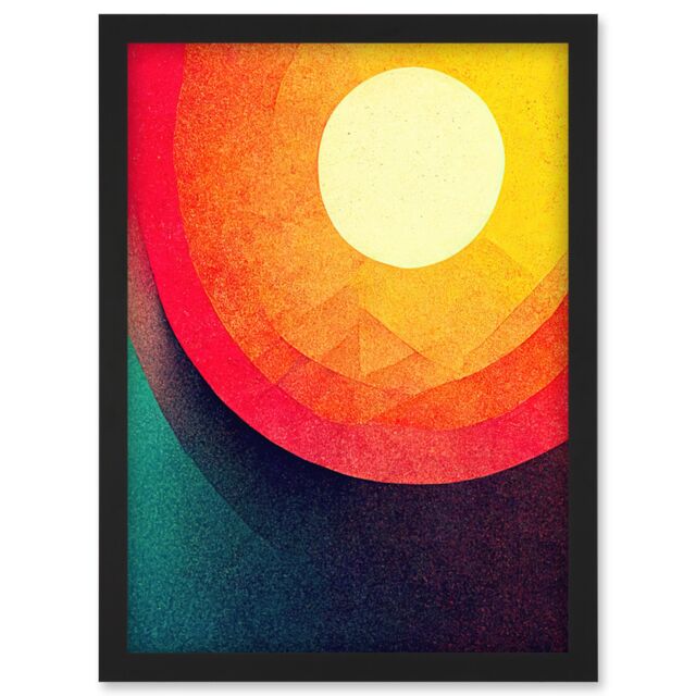 Artery8 The Relentless Sun Abstract Artwork Framed Wall Art Print A4 in Black - image 1