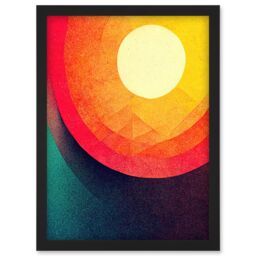 Artery8 The Relentless Sun Abstract Artwork Framed Wall Art Print A4 in Black - thumbnail 1