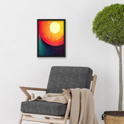 Artery8 The Relentless Sun Abstract Artwork Framed Wall Art Print A4 in Black - thumbnail 2
