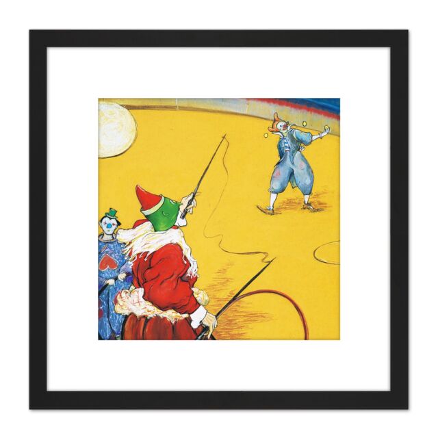 Artery8 Anquetin Circus Clowns Painting 8X8 Inch Square Wooden Framed Wall Art Print Picture with Mount in Black - image 1