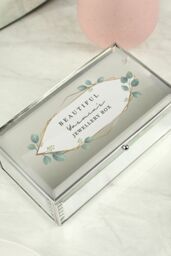 Personalised Memento Company Women's Personalised Botanical Mirrored Jewellery Box in Metallic Silver - thumbnail 3