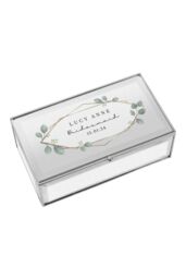 Personalised Memento Company Women's Personalised Botanical Mirrored Jewellery Box in Metallic Silver