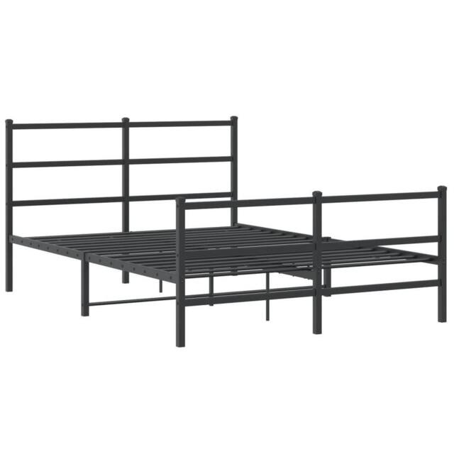 Berkfield Home Metal Bed Frame without Mattress with Footboard¬†Black 135x190cm in Black - Size: 135x190 cm - image 1