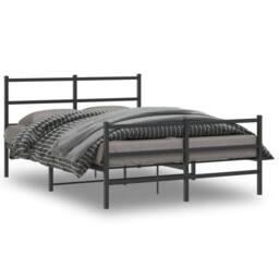 Berkfield Home Metal Bed Frame without Mattress with Footboard¬†Black 135x190cm in Black - Size: 135x190 cm - thumbnail 2