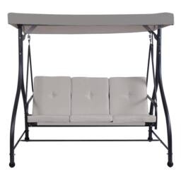 Costway Patio Swing 3-Person Convertible Canopy Swing w/Cushion Seats in Grey - thumbnail 1
