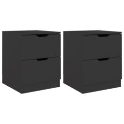 Berkfield Home Bedside Cabinets 2 pcs Black 40x40x50 cm Engineered Wood - Size: 40 x 40 x 50 cm - thumbnail 2
