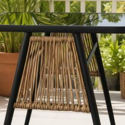 Home Source Patio Garden Bistro Set 3 Piece Rattan Furniture Table & Chairs in Black - thumbnail 7