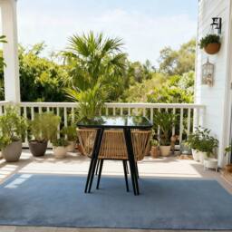 Home Source Patio Garden Bistro Set 3 Piece Rattan Furniture Table & Chairs in Black - thumbnail 3