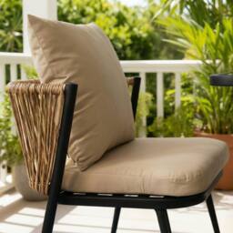 Home Source Patio Garden Bistro Set 3 Piece Rattan Furniture Table & Chairs in Black - thumbnail 6