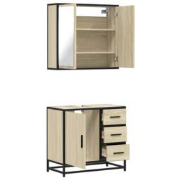 Berkfield Home Durable 2 Piece Bathroom Furniture Set Sonoma Oak Engineered Wood in Light Tan - thumbnail 8