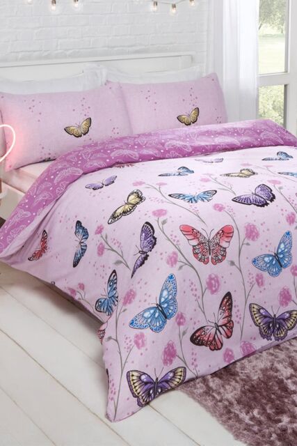 OHS Butterfly Heaven Duvet Cover with Pillowcase Set in Light Pink - Size: Double - image 1