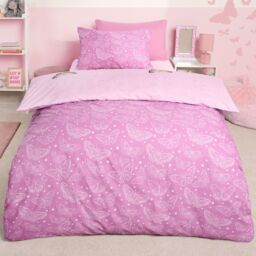 OHS Butterfly Heaven Duvet Cover with Pillowcase Set in Light Pink - Size: Double - thumbnail 2