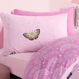 OHS Butterfly Heaven Duvet Cover with Pillowcase Set in Light Pink - Size: Double - thumbnail 3