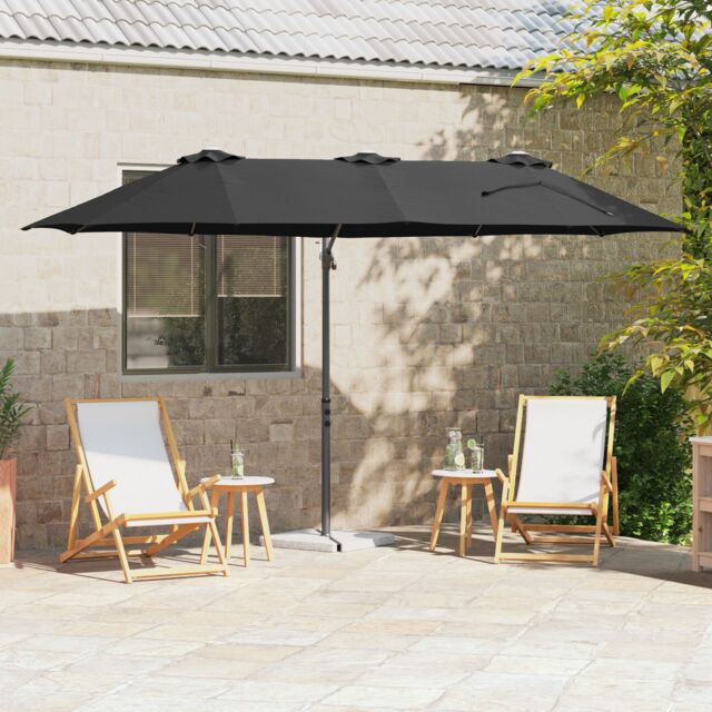 Berkfield Home Garden Cantilever Parasol Black Large Powder-coated steel - image 1