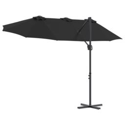 Berkfield Home Garden Cantilever Parasol Black Large Powder-coated steel - thumbnail 8