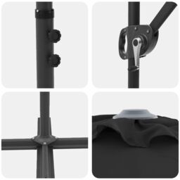 Berkfield Home Garden Cantilever Parasol Black Large Powder-coated steel - thumbnail 9