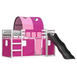 Berkfield Home Bunk Bed without Mattress with Slide & Curtains Pink 90x200 cm - thumbnail 4