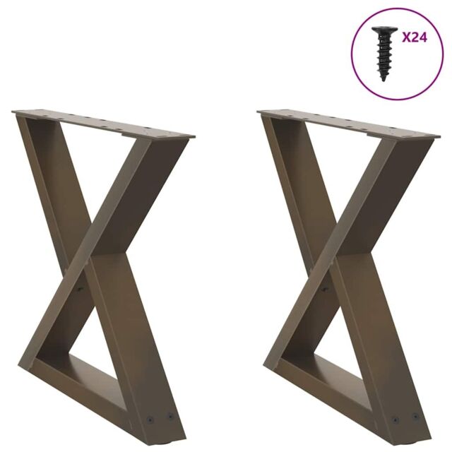 Berkfield Home Coffee Table Legs 2 pcs Natural Steel 60x(42-43.3) cm Steel in Brown - image 1