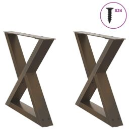 Berkfield Home Coffee Table Legs 2 pcs Natural Steel 60x(42-43.3) cm Steel in Brown - thumbnail 1