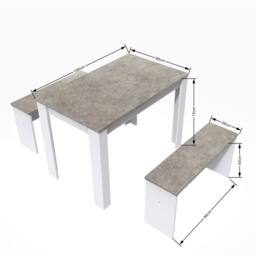 Abrihome 3-Piece Dining Table & Bench Set Space-Saving Dinette for Kitchen in Grey - Size: 4 Person - thumbnail 6