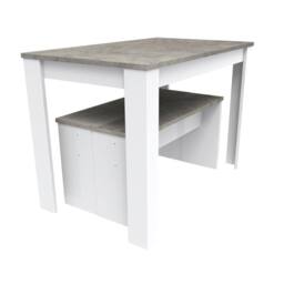 Abrihome 3-Piece Dining Table & Bench Set Space-Saving Dinette for Kitchen in Grey - Size: 4 Person - thumbnail 7
