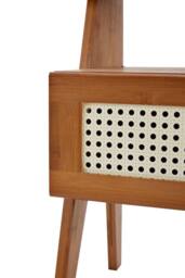 H&O Direct Wooden Nightstand Storage Cabinet with Shelf in Brown - thumbnail 4