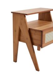 H&O Direct Wooden Nightstand Storage Cabinet with Shelf in Brown - thumbnail 5
