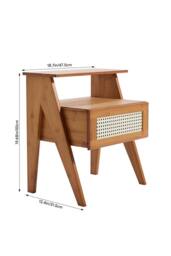 H&O Direct Wooden Nightstand Storage Cabinet with Shelf in Brown - thumbnail 6