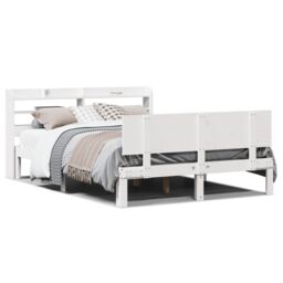 Berkfield Home Bed Frame with Headboard without Mattress White 140x200 cm - thumbnail 2