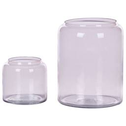 Wyld and Coco Pink Glass Vases Set 2 Hand Made Transparent Tinted Decorative - thumbnail 2