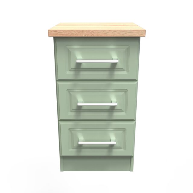 Ready Assembled 2 U Norfolk 3 Drawer Bedside Cabinet (Ready Assembled) in Pale Green - image 1