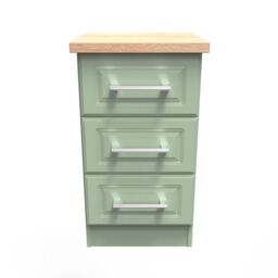 Ready Assembled 2 U Norfolk 3 Drawer Bedside Cabinet (Ready Assembled) in Pale Green - thumbnail 1