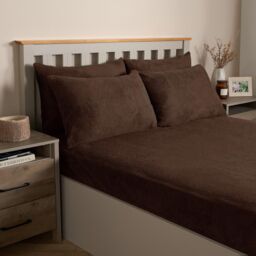 OHS 4 Pack Teddy Fleece Pillowcase Cover Bedding Set Thermal in Brown - Size: Standard Pillow Case - thumbnail 1