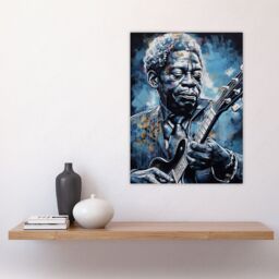 "Artery8 Wall Art Print Gospel Blues Melancholy Chicago Soul Musician Poster in Blue - Size: W18"" x H24""" - thumbnail 4