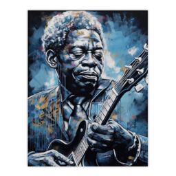 "Artery8 Wall Art Print Gospel Blues Melancholy Chicago Soul Musician Poster in Blue - Size: W18"" x H24""" - thumbnail 1