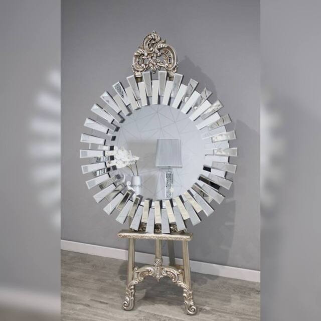 HOME LUXE INTERIOR Luxe Zip Design Mirror Round 90cm in Silver