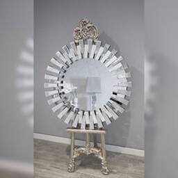 HOME LUXE INTERIOR Luxe Zip Design Mirror Round 90cm in Silver - thumbnail 1