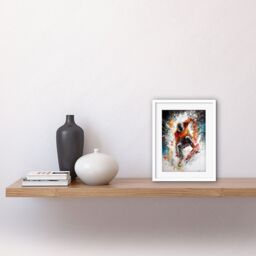 "Artery8 Wall Art Print Extreme Sports Snowboarding Paint Splat Portrait Artwork Framed 9X7 Inch in White - Size: W7"" x H9""" - thumbnail 2