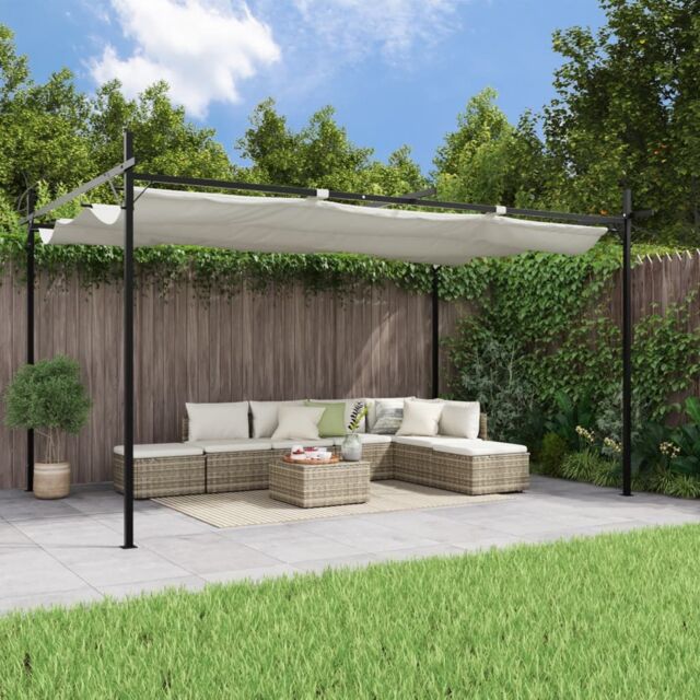 Berkfield Home Pergola with Retractable Roof Cream 395x292x230 cm in Beige - Size: 395 x 292 x 230 cm - image 1