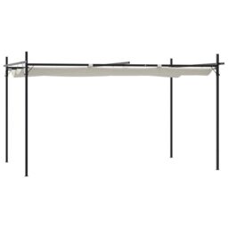 Berkfield Home Pergola with Retractable Roof Cream 395x292x230 cm in Beige - Size: 395 x 292 x 230 cm - thumbnail 2
