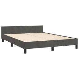 Berkfield Home Bed Frame with Headboard Dark Grey 135x190cm Double Velvet - thumbnail 4