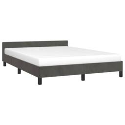 Berkfield Home Bed Frame with Headboard Dark Grey 135x190cm Double Velvet - thumbnail 3