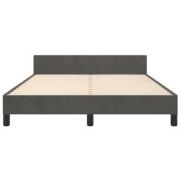 Berkfield Home Bed Frame with Headboard Dark Grey 135x190cm Double Velvet - thumbnail 5