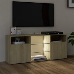 Berkfield Home TV Cabinet with LED Lights Sonoma Oak 120x30x50 cm in Brown - Size: 120 x 30 x 50 cm - thumbnail 5