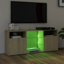 Berkfield Home TV Cabinet with LED Lights Sonoma Oak 120x30x50 cm in Brown - Size: 120 x 30 x 50 cm - thumbnail 4